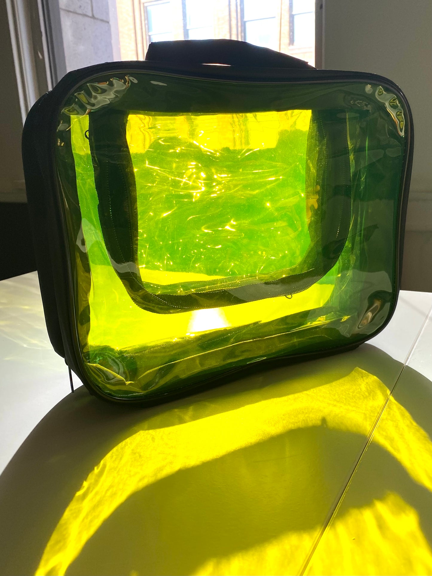 Large Hi-lighter Yellow Transparent Cosmetics Case