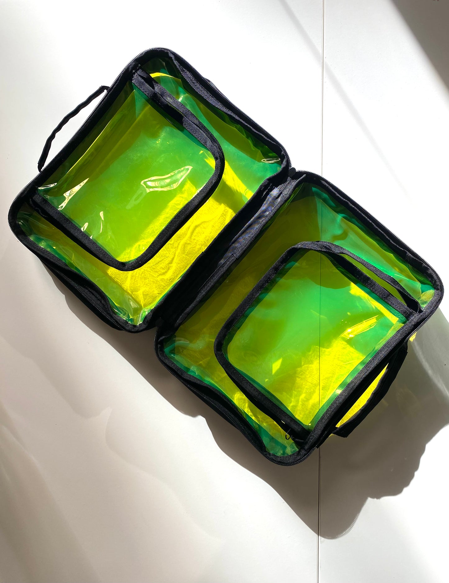 Large Hi-lighter Yellow Transparent Cosmetics Case