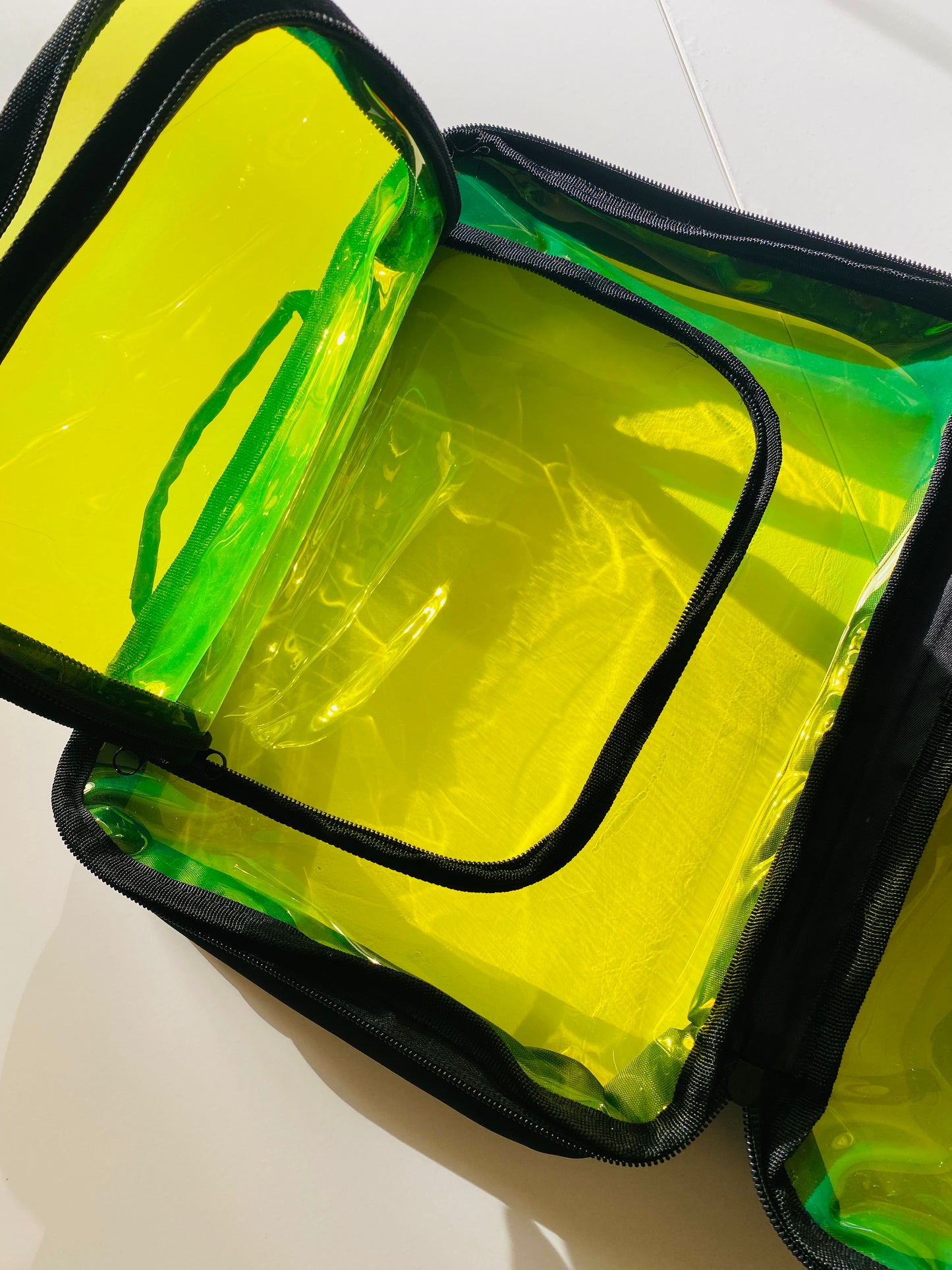 Large Hi-lighter Yellow Transparent Cosmetics Case