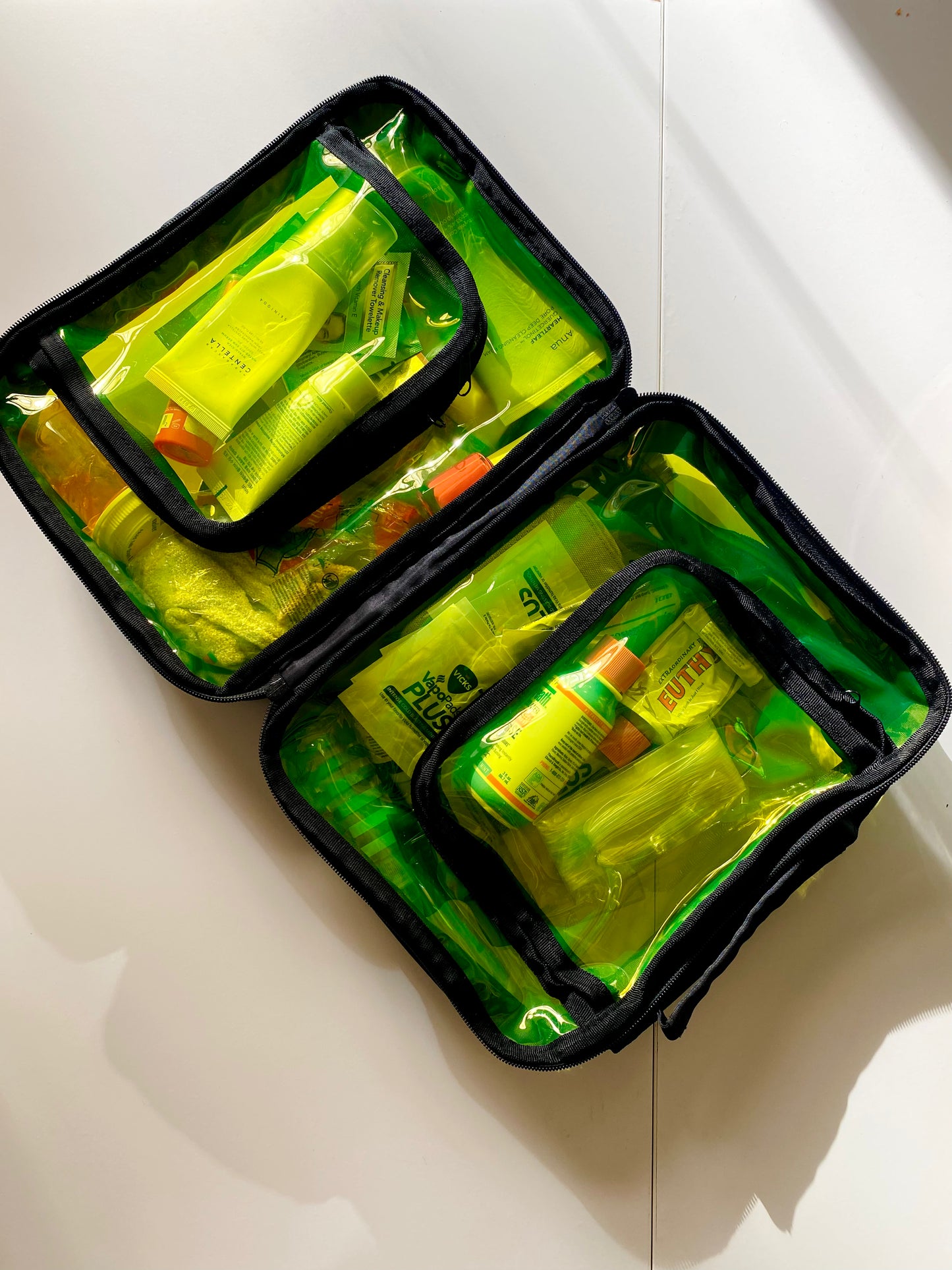 Large Hi-lighter Yellow Transparent Cosmetics Case