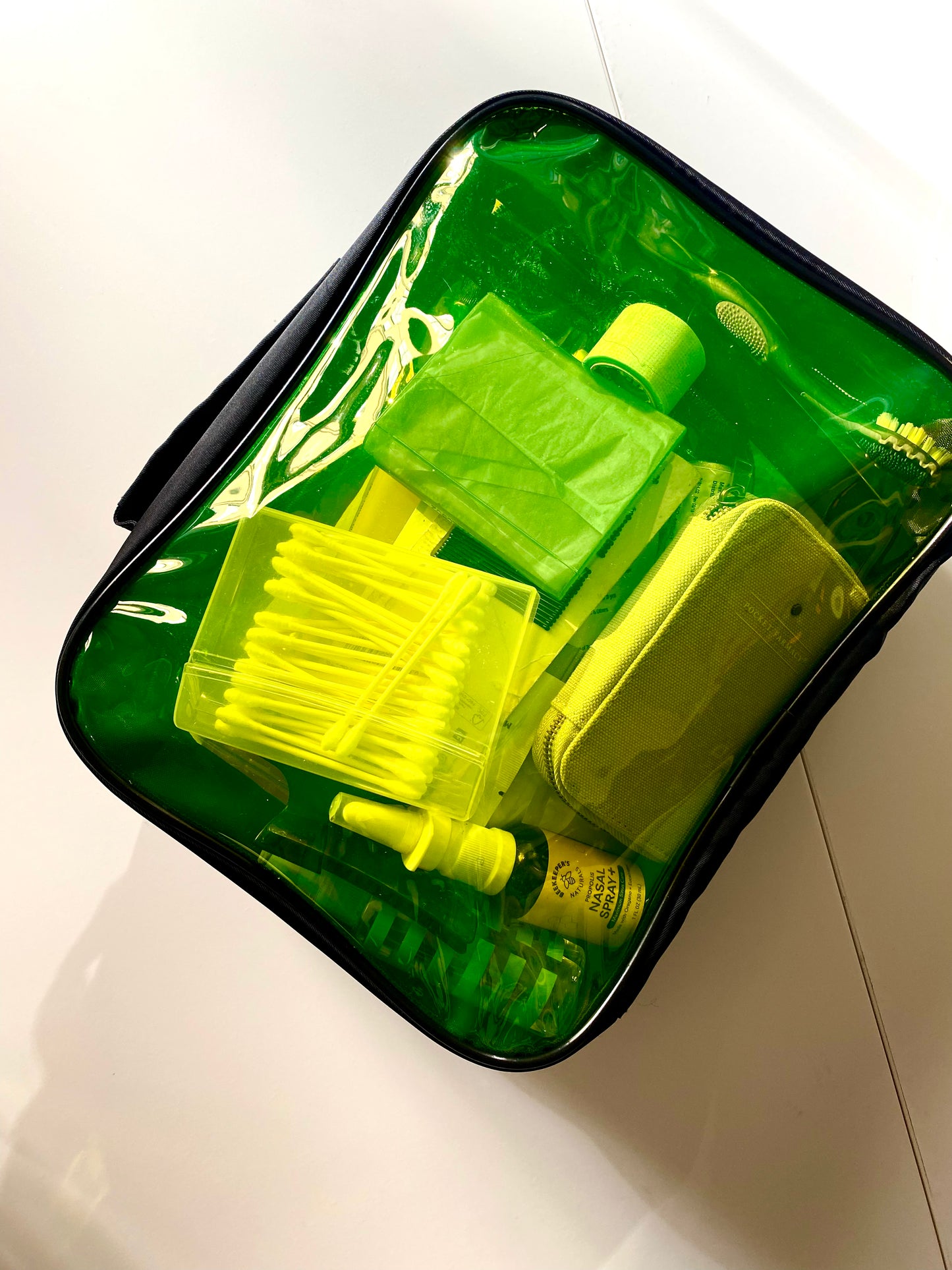 Large Hi-lighter Yellow Transparent Cosmetics Case